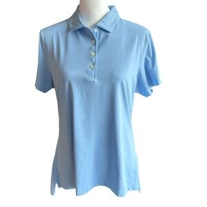 Peter Millar Polo NWT Women's L Blue UPF 50 Sun Protection Golf Performance Polo